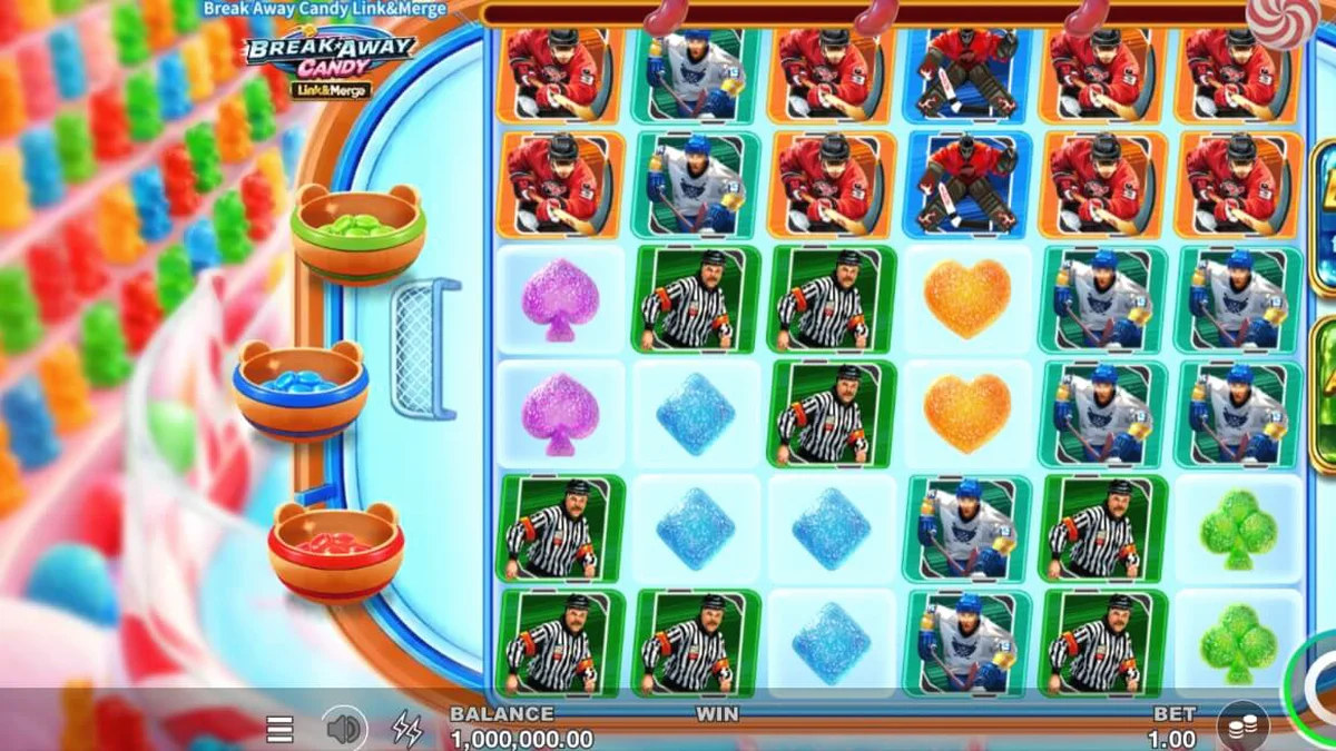 Visual bertema hoki dan permen dalam slot Break Away Candy Link&Merge