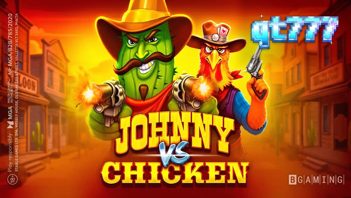 Karakter Johnny Cash berhadapan dengan Chicken dalam slot bertema Wild West